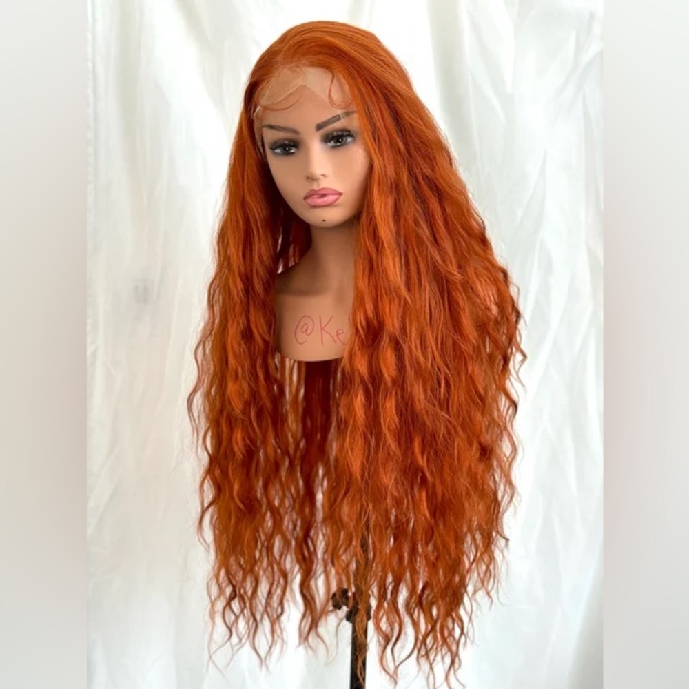 Vibrant 34” Long Wavy Copper Wig Deep Frontal 13x6 Lace